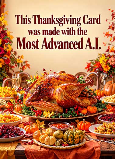 Thanksgiving Advanced AI Funny  Card  Send someone a personalized greeting card just in time for Thanksgiving! | AI Artificial Intelligence funny greeting card friends family merry christmas  Merry Christmas